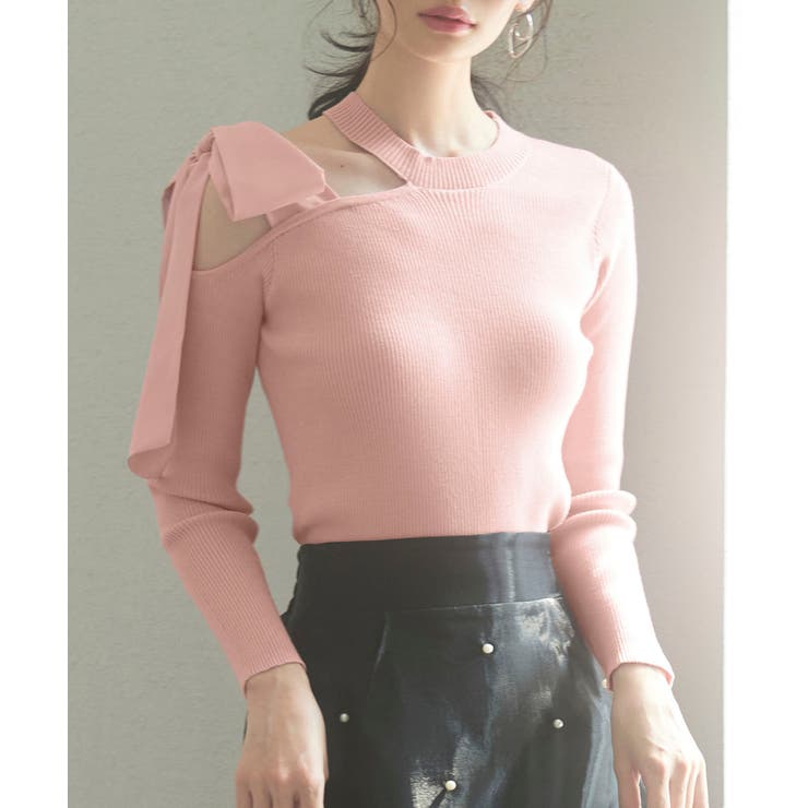 ワンショルダービッグリボンリブニット | SAISON DE PAPILLON  | 詳細画像9 