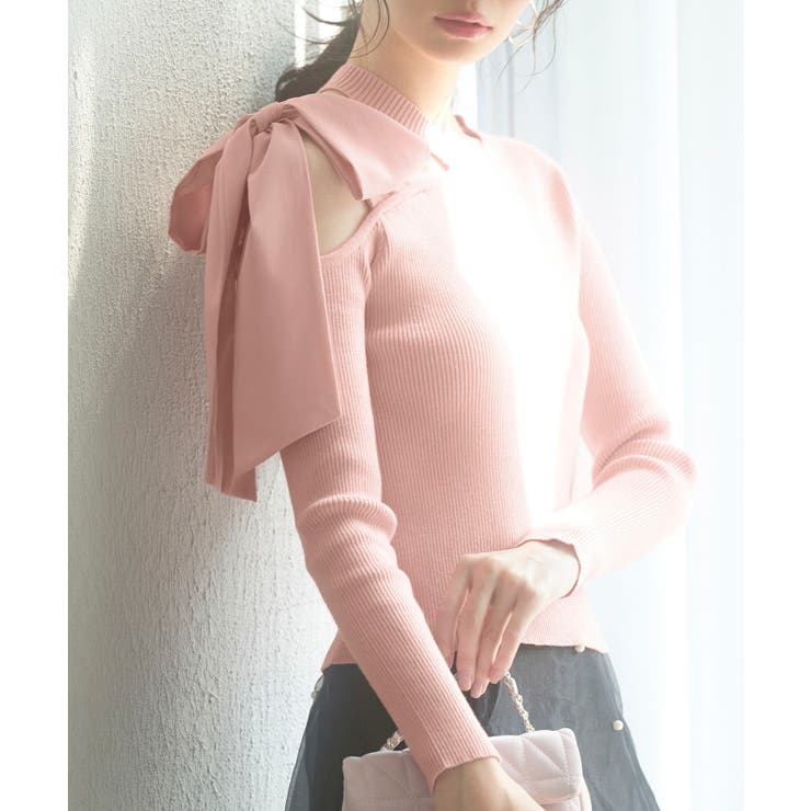 ワンショルダービッグリボンリブニット | SAISON DE PAPILLON  | 詳細画像10 