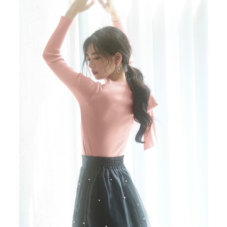 ワンショルダービッグリボンリブニット | SAISON DE PAPILLON  | 詳細画像12 