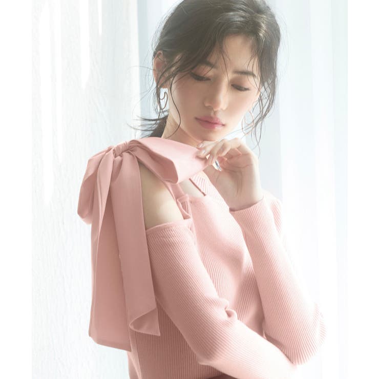 ワンショルダービッグリボンリブニット | SAISON DE PAPILLON  | 詳細画像15 