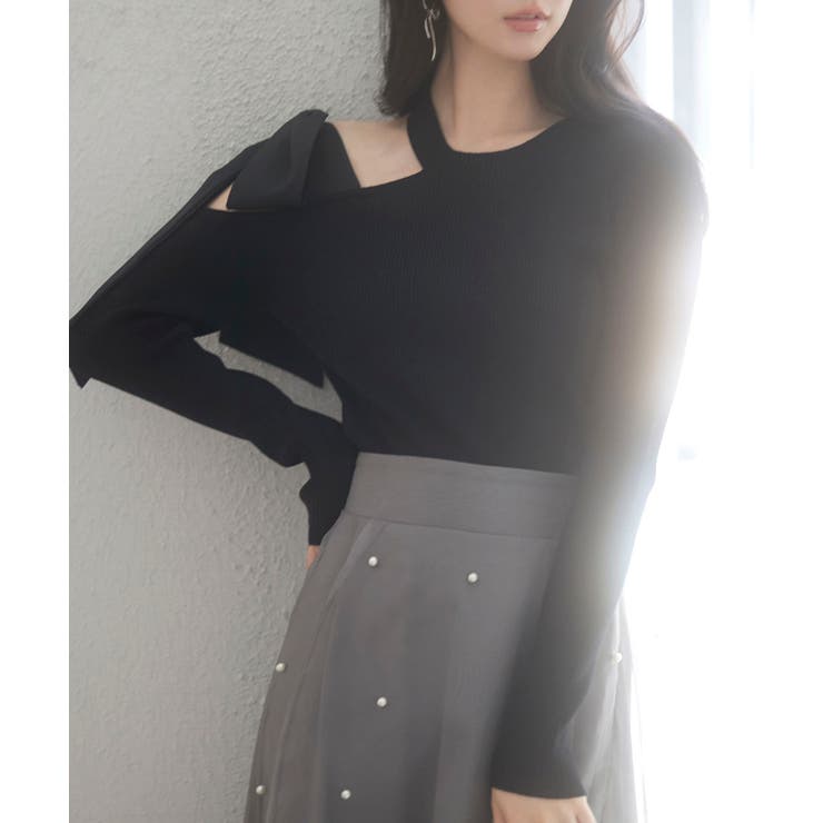 ワンショルダービッグリボンリブニット | SAISON DE PAPILLON  | 詳細画像27 