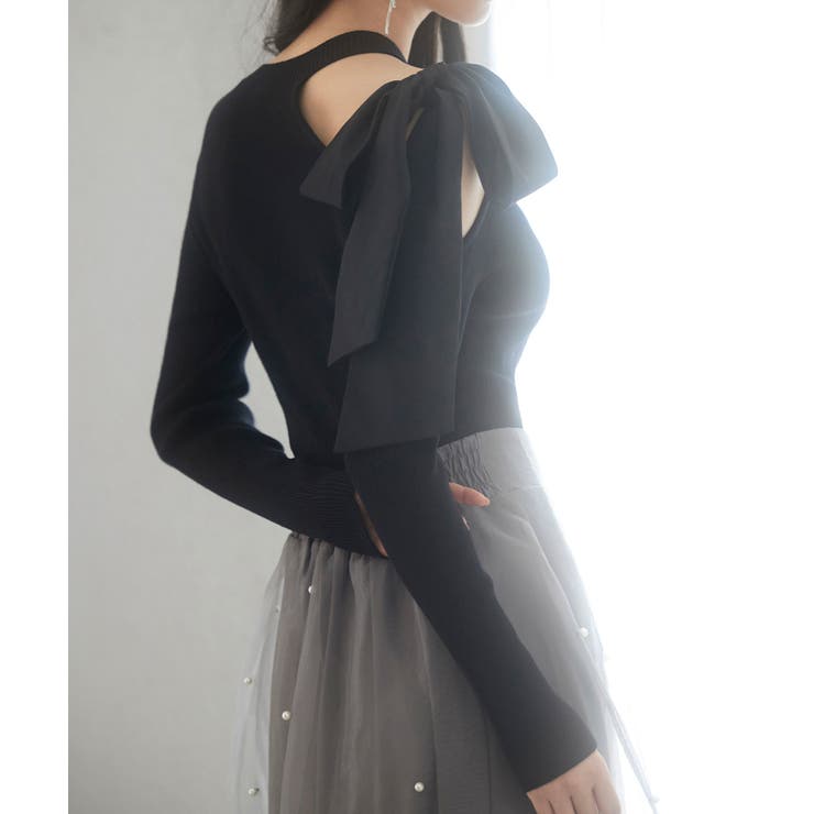 ワンショルダービッグリボンリブニット | SAISON DE PAPILLON  | 詳細画像30 