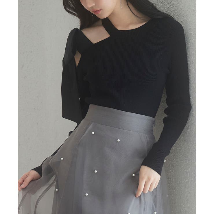 ワンショルダービッグリボンリブニット | SAISON DE PAPILLON  | 詳細画像32 