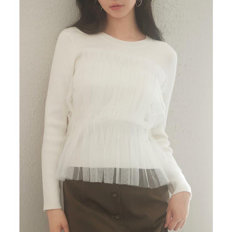 チュールとニットがドッキングしたビスチェ風プルオーバー | SAISON DE PAPILLON  | 詳細画像17 