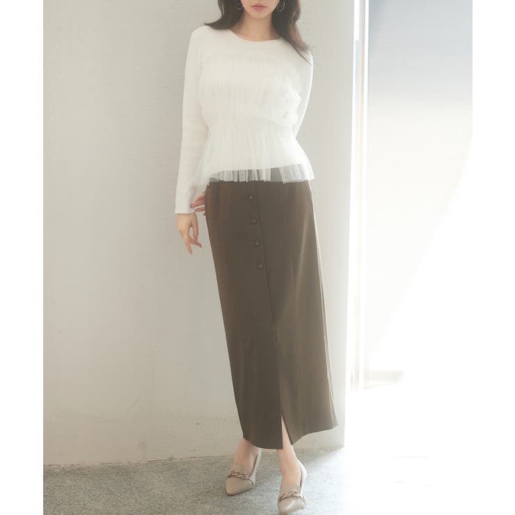 チュールとニットがドッキングしたビスチェ風プルオーバー | SAISON DE PAPILLON  | 詳細画像20 