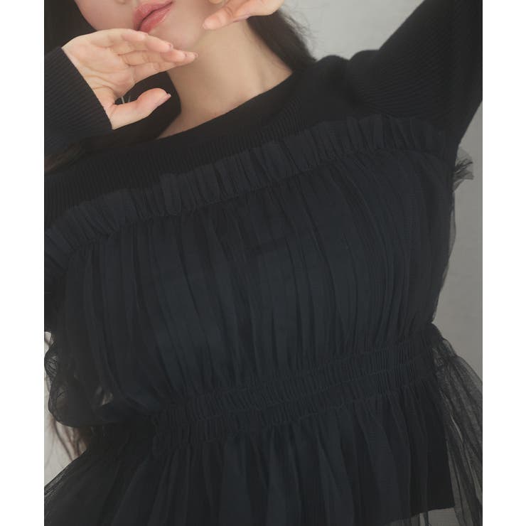 チュールとニットがドッキングしたビスチェ風プルオーバー | SAISON DE PAPILLON  | 詳細画像16 