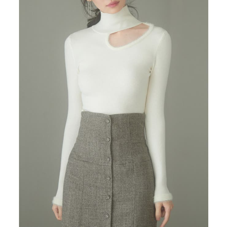 フロントオープンハイネックニットプルオーバー | SAISON DE PAPILLON  | 詳細画像8 