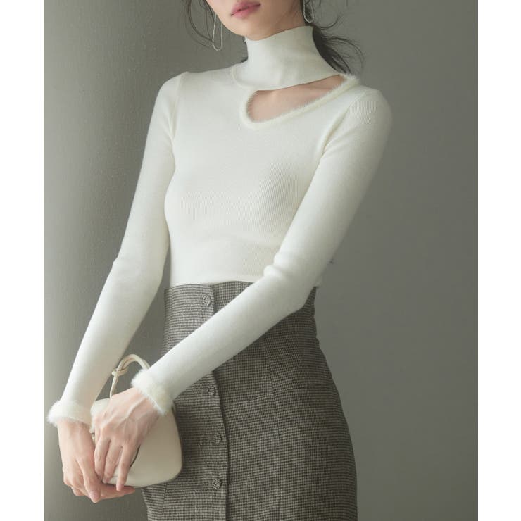 フロントオープンハイネックニットプルオーバー | SAISON DE PAPILLON  | 詳細画像13 