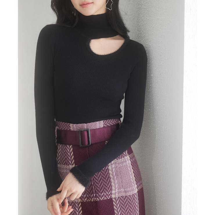 フロントオープンハイネックニットプルオーバー | SAISON DE PAPILLON  | 詳細画像18 