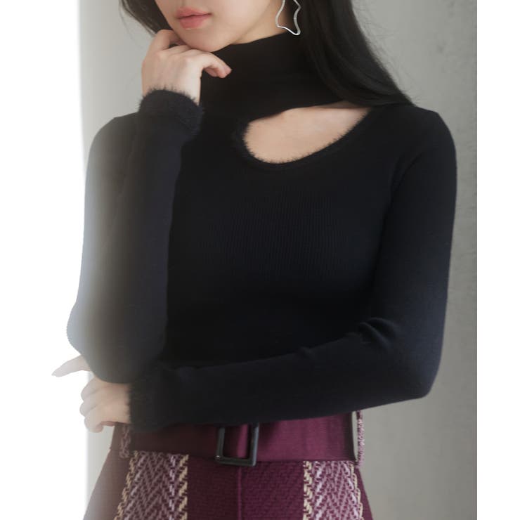 フロントオープンハイネックニットプルオーバー | SAISON DE PAPILLON  | 詳細画像24 