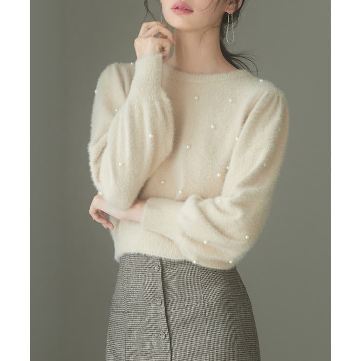 パール付きシャギー素材ニットプルオーバー | SAISON DE PAPILLON  | 詳細画像16 