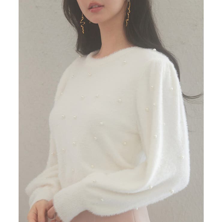 パール付きシャギー素材ニットプルオーバー | SAISON DE PAPILLON  | 詳細画像42 