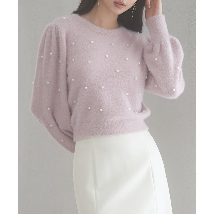 パール付きシャギー素材ニットプルオーバー | SAISON DE PAPILLON  | 詳細画像25 