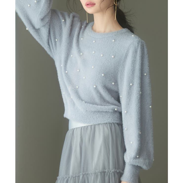 パール付きシャギー素材ニットプルオーバー | SAISON DE PAPILLON  | 詳細画像4 