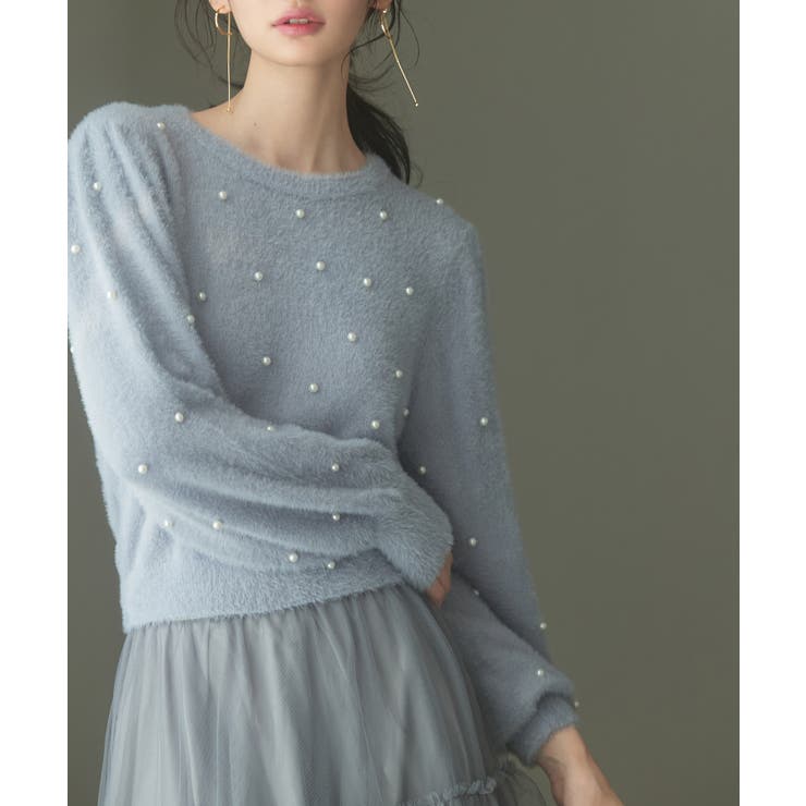 パール付きシャギー素材ニットプルオーバー | SAISON DE PAPILLON  | 詳細画像6 