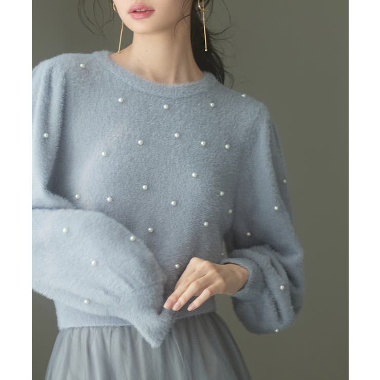 パール付きシャギー素材ニットプルオーバー | SAISON DE PAPILLON  | 詳細画像7 