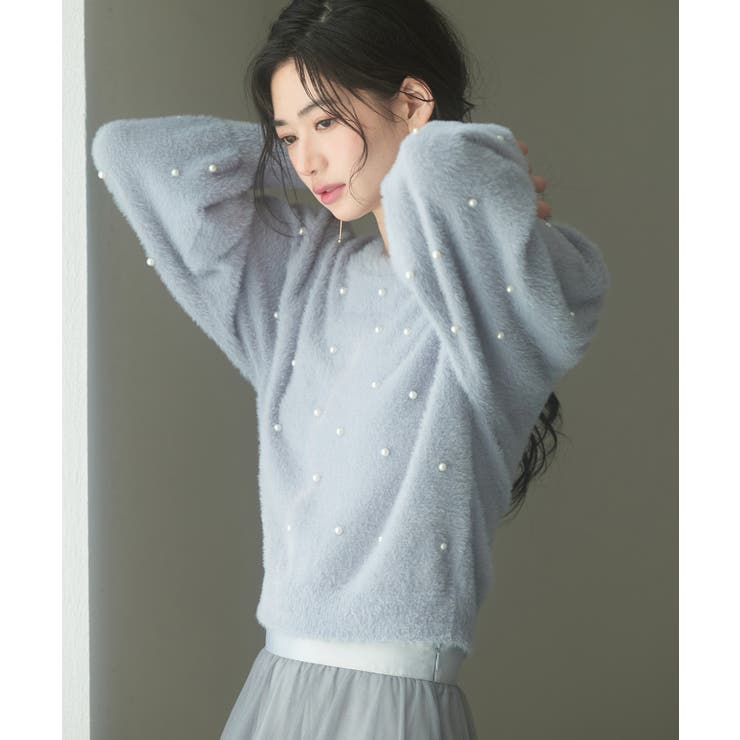 パール付きシャギー素材ニットプルオーバー | SAISON DE PAPILLON  | 詳細画像8 