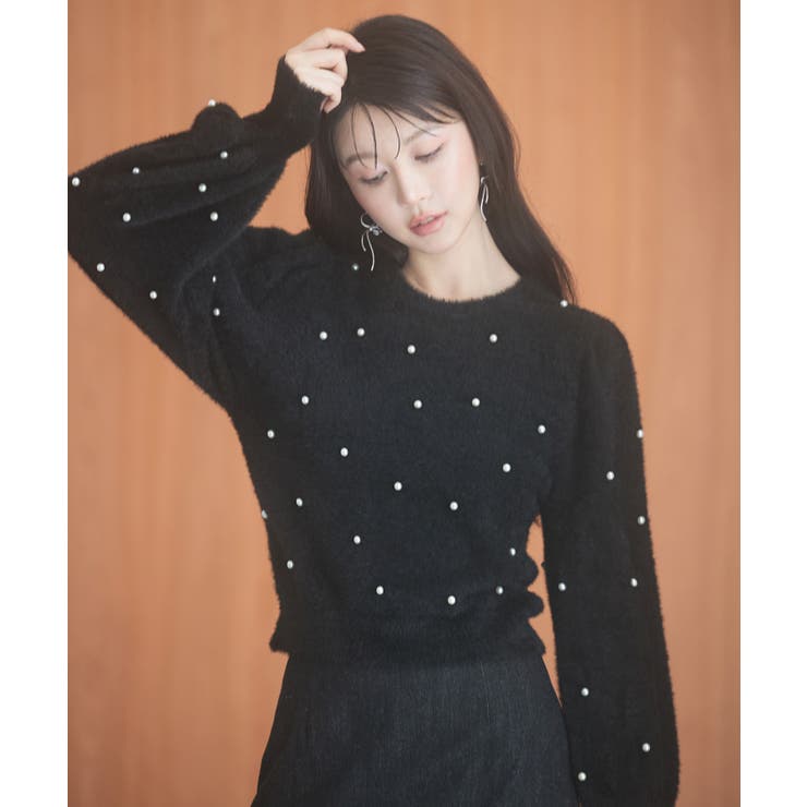 パール付きシャギー素材ニットプルオーバー | SAISON DE PAPILLON  | 詳細画像37 