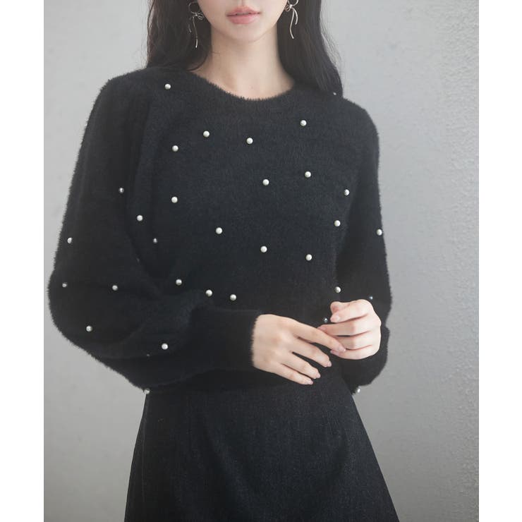 パール付きシャギー素材ニットプルオーバー | SAISON DE PAPILLON  | 詳細画像40 