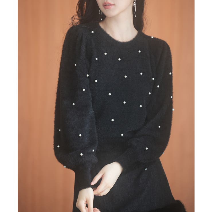 パール付きシャギー素材ニットプルオーバー | SAISON DE PAPILLON  | 詳細画像30 