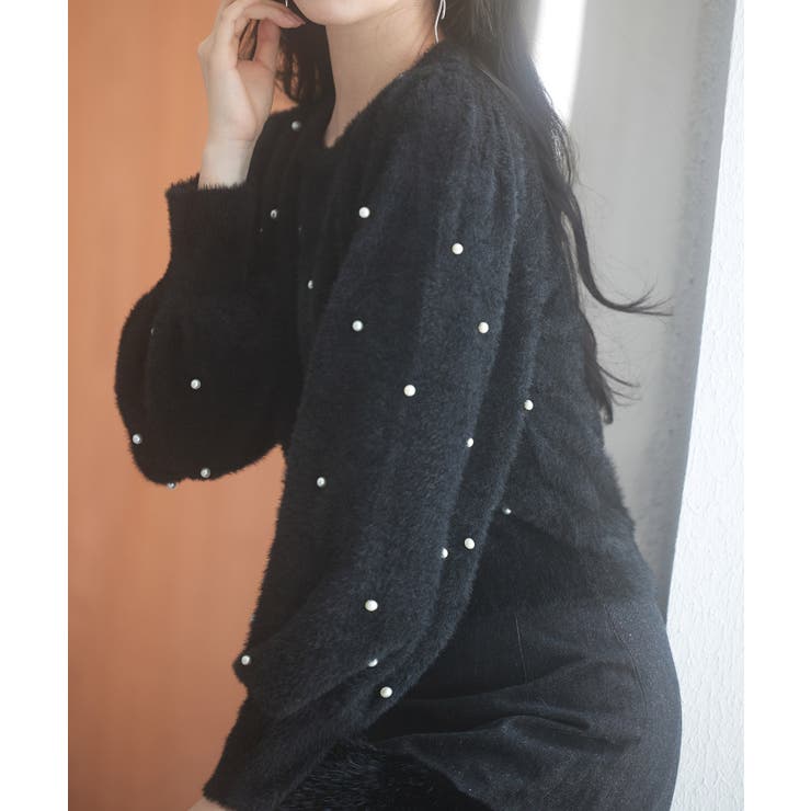 パール付きシャギー素材ニットプルオーバー | SAISON DE PAPILLON  | 詳細画像31 