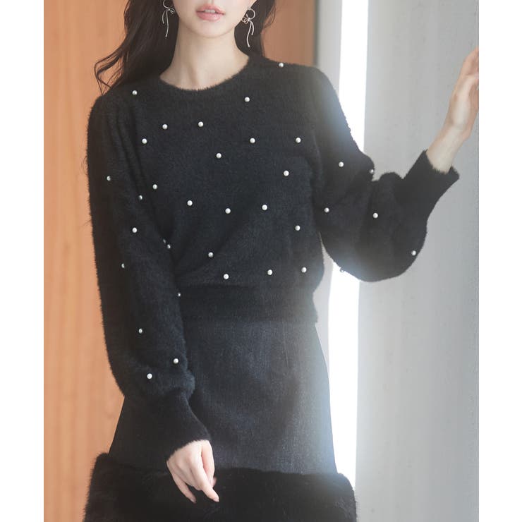 パール付きシャギー素材ニットプルオーバー | SAISON DE PAPILLON  | 詳細画像35 
