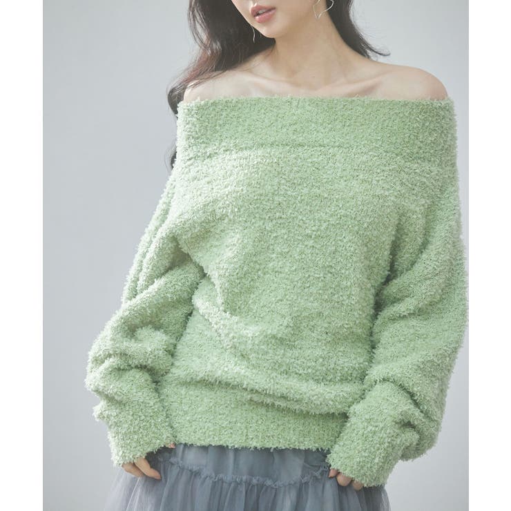グリーン | 2wayネックチュールテープニットプルオーバー | SAISON DE PAPILLON 