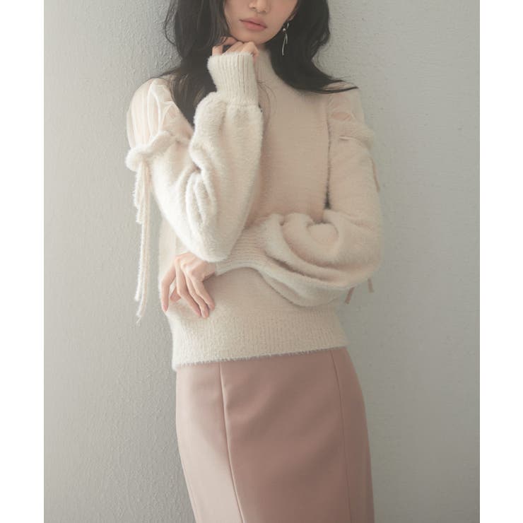 オープンショルダーシャギーニットプルオーバー | SAISON DE PAPILLON  | 詳細画像9 