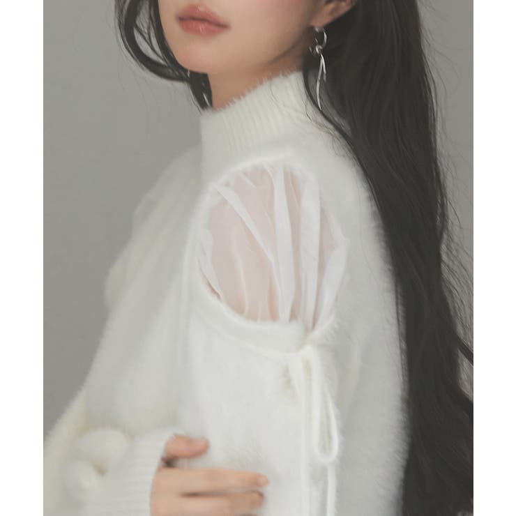 オープンショルダーシャギーニットプルオーバー | SAISON DE PAPILLON  | 詳細画像38 