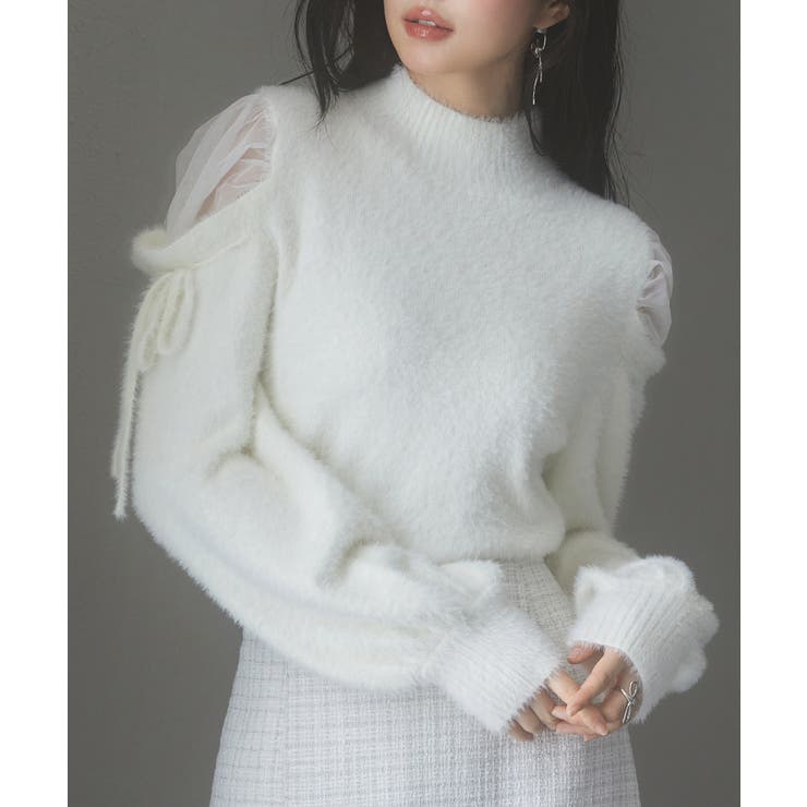 オープンショルダーシャギーニットプルオーバー | SAISON DE PAPILLON  | 詳細画像31 