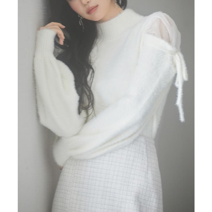 オープンショルダーシャギーニットプルオーバー | SAISON DE PAPILLON  | 詳細画像32 