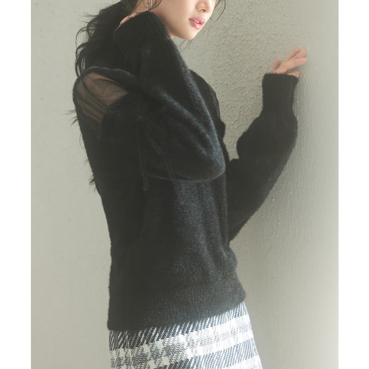 オープンショルダーシャギーニットプルオーバー | SAISON DE PAPILLON  | 詳細画像22 