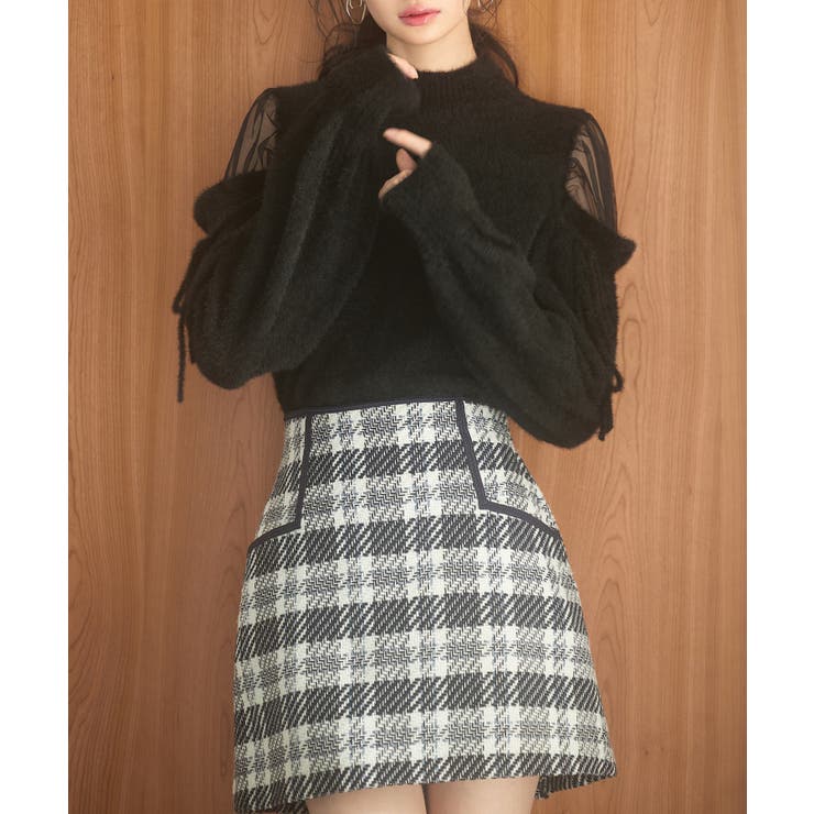 オープンショルダーシャギーニットプルオーバー | SAISON DE PAPILLON  | 詳細画像25 