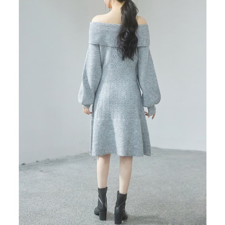 2wayネック膝上丈ニットワンピース[品番：DSSW0005059]｜SAISON DE