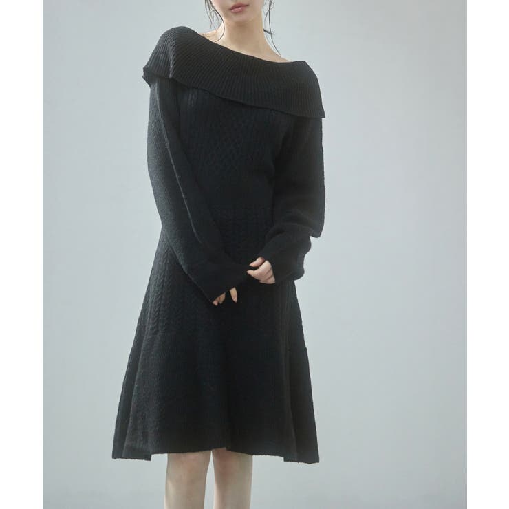 2wayネック膝上丈ニットワンピース[品番：DSSW0005059]｜SAISON DE