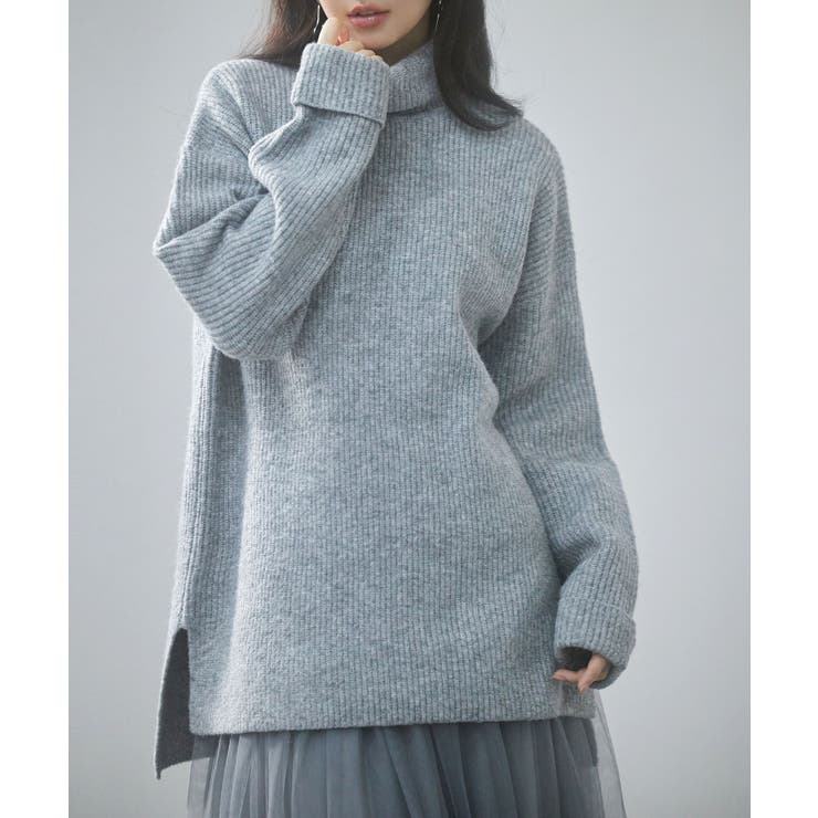 グレー | 体型カバーハイネックニットプルオーバー | SAISON DE PAPILLON 