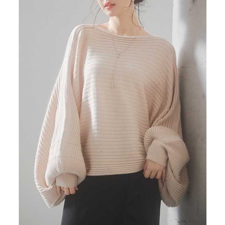 ベージュ | ボートネックドルマンスリーブニット | SAISON DE PAPILLON 