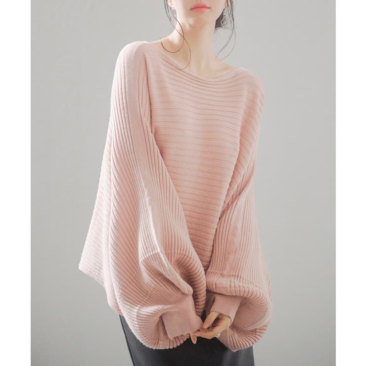 ピンク | ボートネックドルマンスリーブニット | SAISON DE PAPILLON 