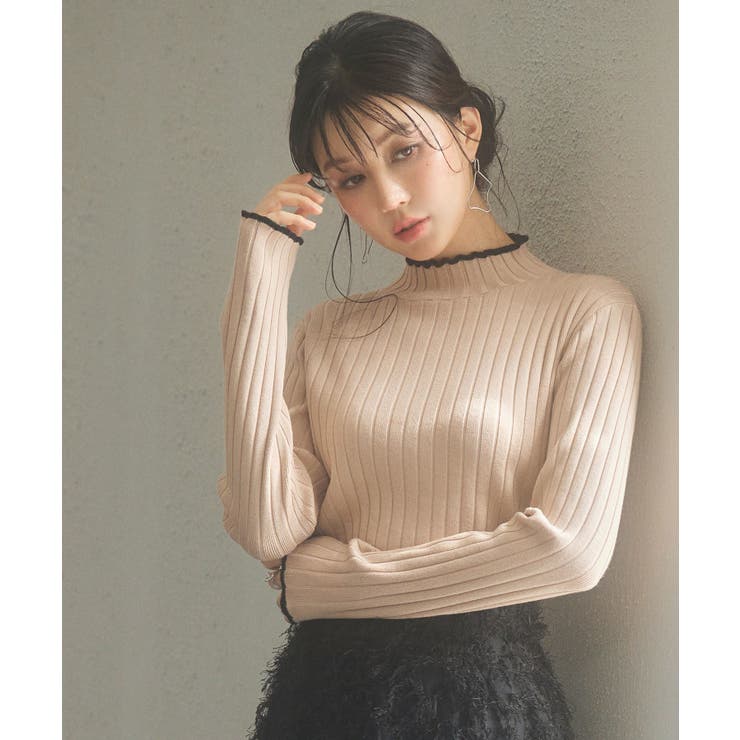 太めリブ編みプチハイネックニットプルオーバー | SAISON DE PAPILLON  | 詳細画像9 