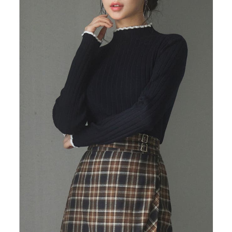 太めリブ編みプチハイネックニットプルオーバー | SAISON DE PAPILLON  | 詳細画像32 