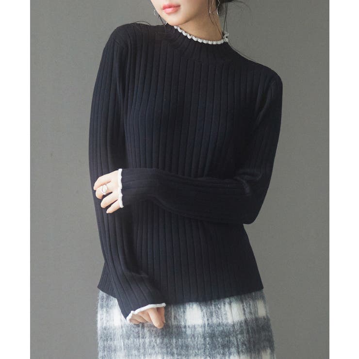 太めリブ編みプチハイネックニットプルオーバー | SAISON DE PAPILLON  | 詳細画像23 