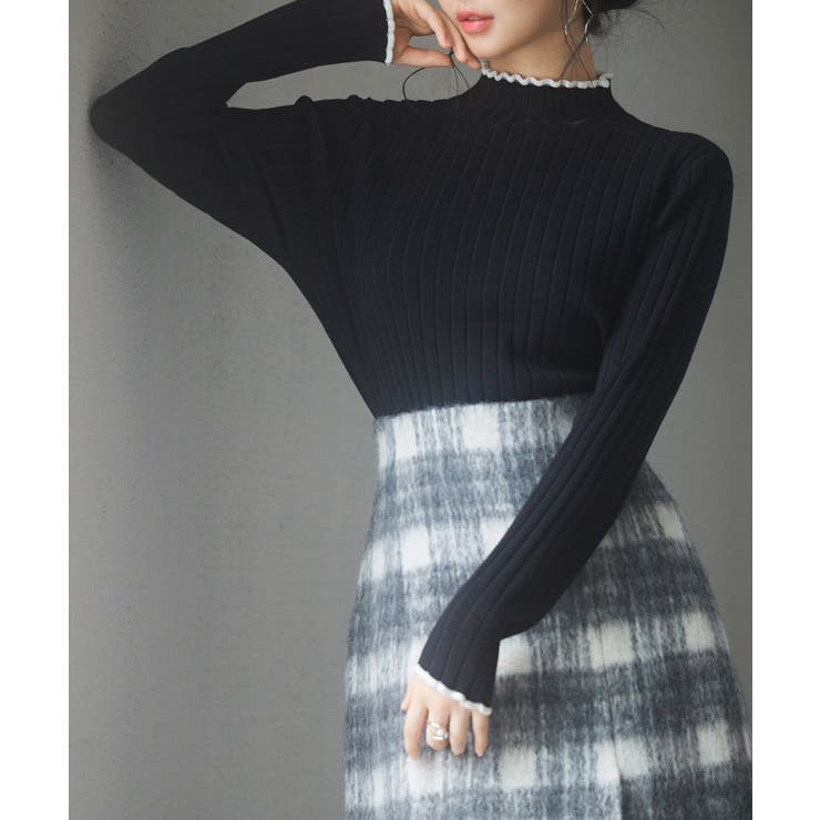 太めリブ編みプチハイネックニットプルオーバー | SAISON DE PAPILLON  | 詳細画像27 