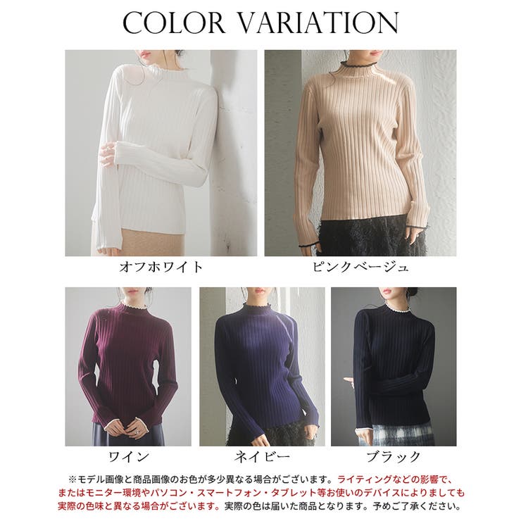 太めリブ編みプチハイネックニットプルオーバー | SAISON DE PAPILLON  | 詳細画像2 