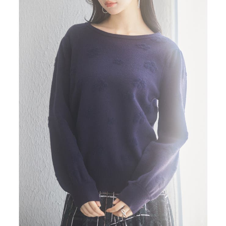 フラワーモチーフ裏起毛ニットプルオーバー | SAISON DE PAPILLON  | 詳細画像22 