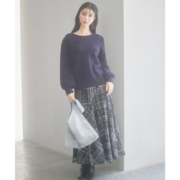 フラワーモチーフ裏起毛ニットプルオーバー | SAISON DE PAPILLON  | 詳細画像24 