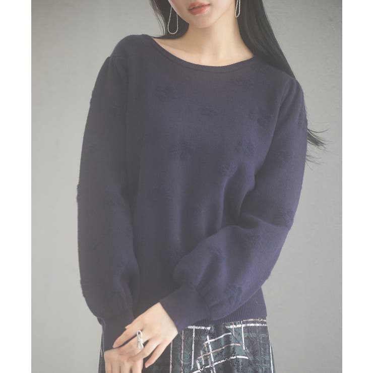 フラワーモチーフ裏起毛ニットプルオーバー | SAISON DE PAPILLON  | 詳細画像25 