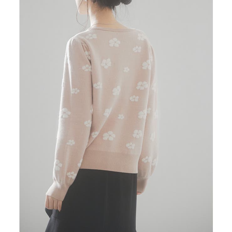 フラワーモチーフ裏起毛ニットプルオーバー | SAISON DE PAPILLON  | 詳細画像5 