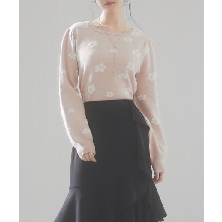 フラワーモチーフ裏起毛ニットプルオーバー | SAISON DE PAPILLON  | 詳細画像7 