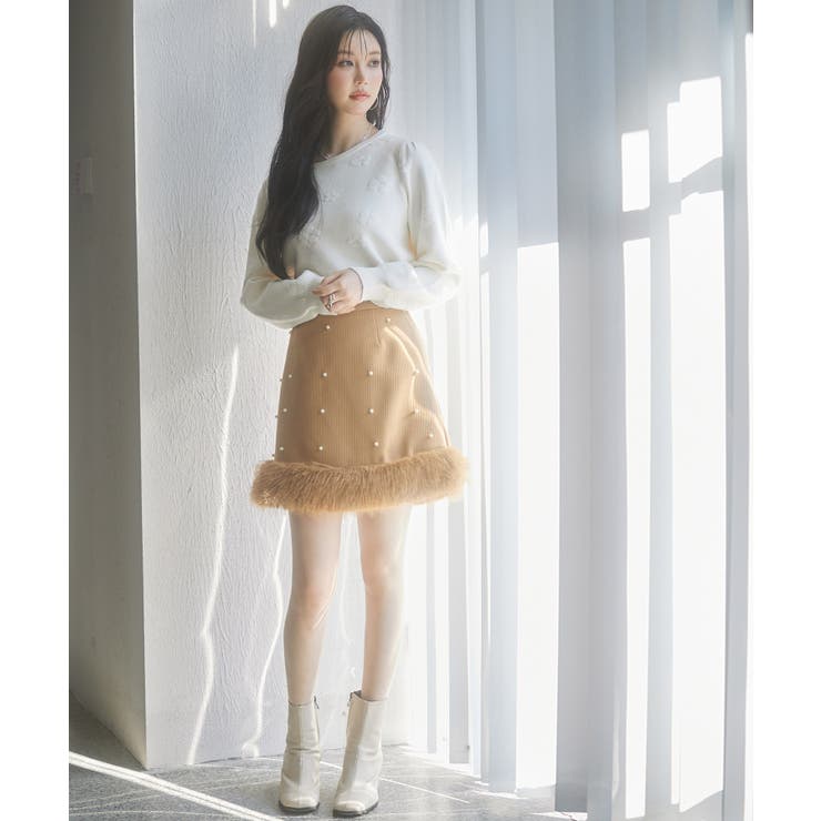 フラワーモチーフ裏起毛ニットプルオーバー | SAISON DE PAPILLON  | 詳細画像18 