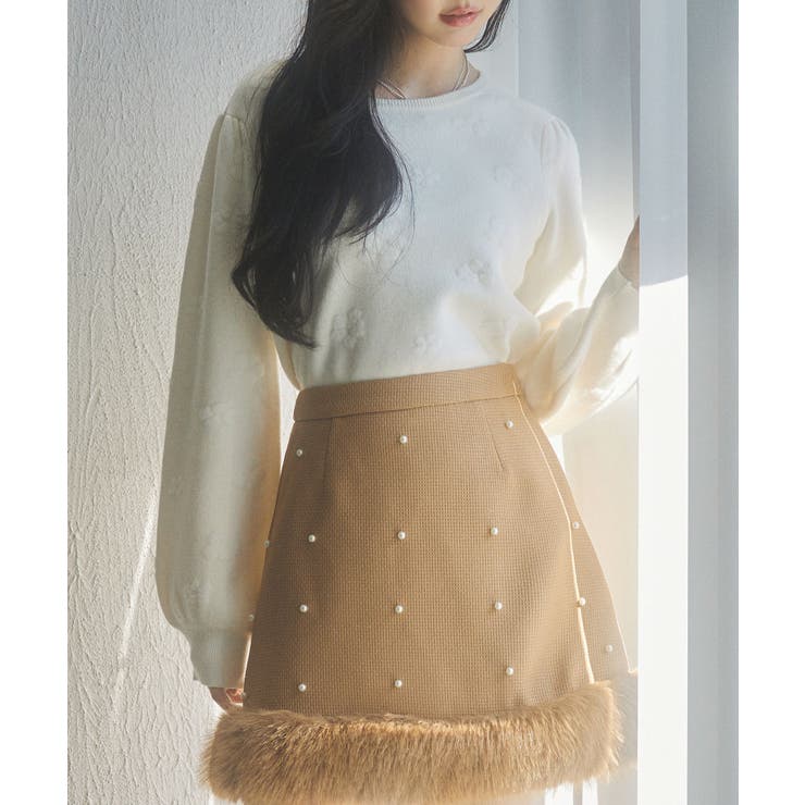 フラワーモチーフ裏起毛ニットプルオーバー | SAISON DE PAPILLON  | 詳細画像19 